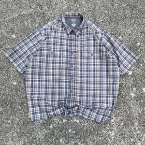 Cropped Blue Grey Plaid Shirt Boxy Fit XXL cut off  Croft and Barrow Vintage y2k